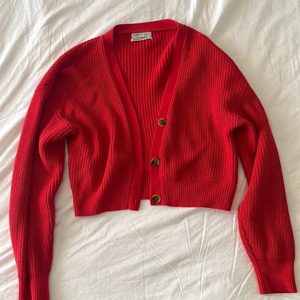 Urban Outfitters Red Knit Cardigan